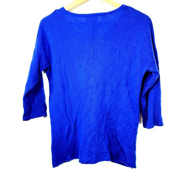 CYNTHIA ROWLEY 100% Cashmere Royal Blue Soft Cozy Classic Sweater fitted size L - Picture 2 of 8
